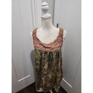 SANTIKI Boho Rayon Tie Dye Floral Crochet  Fairycore Tank Tunic XL